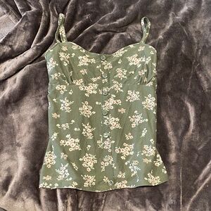 SHEIN Olive Floral Button-Up Camisole